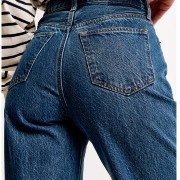 Abercrombie High Rise Loose Wide Leg Jean Dark Marble Color Wash size 26 - Picture 3 of 15